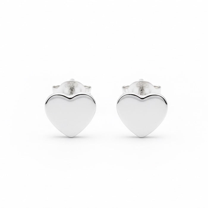 Sterling Silver 925 Heart Stud Earrings “Pure Love”