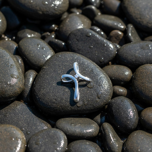 Sterling Silver 925 Cross CZ Pendant “Twist Light”