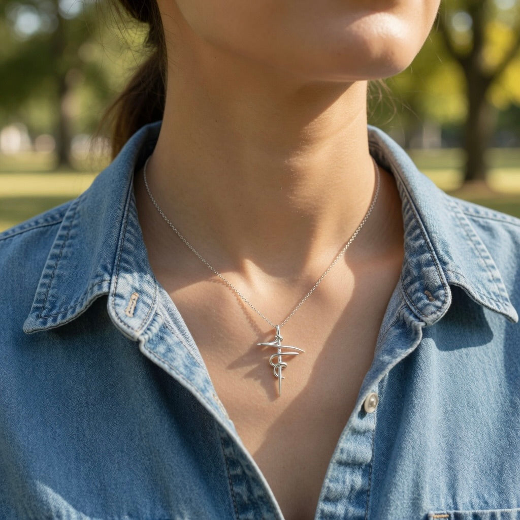 Sterling Silver 925 Cross Pendant "Braid"