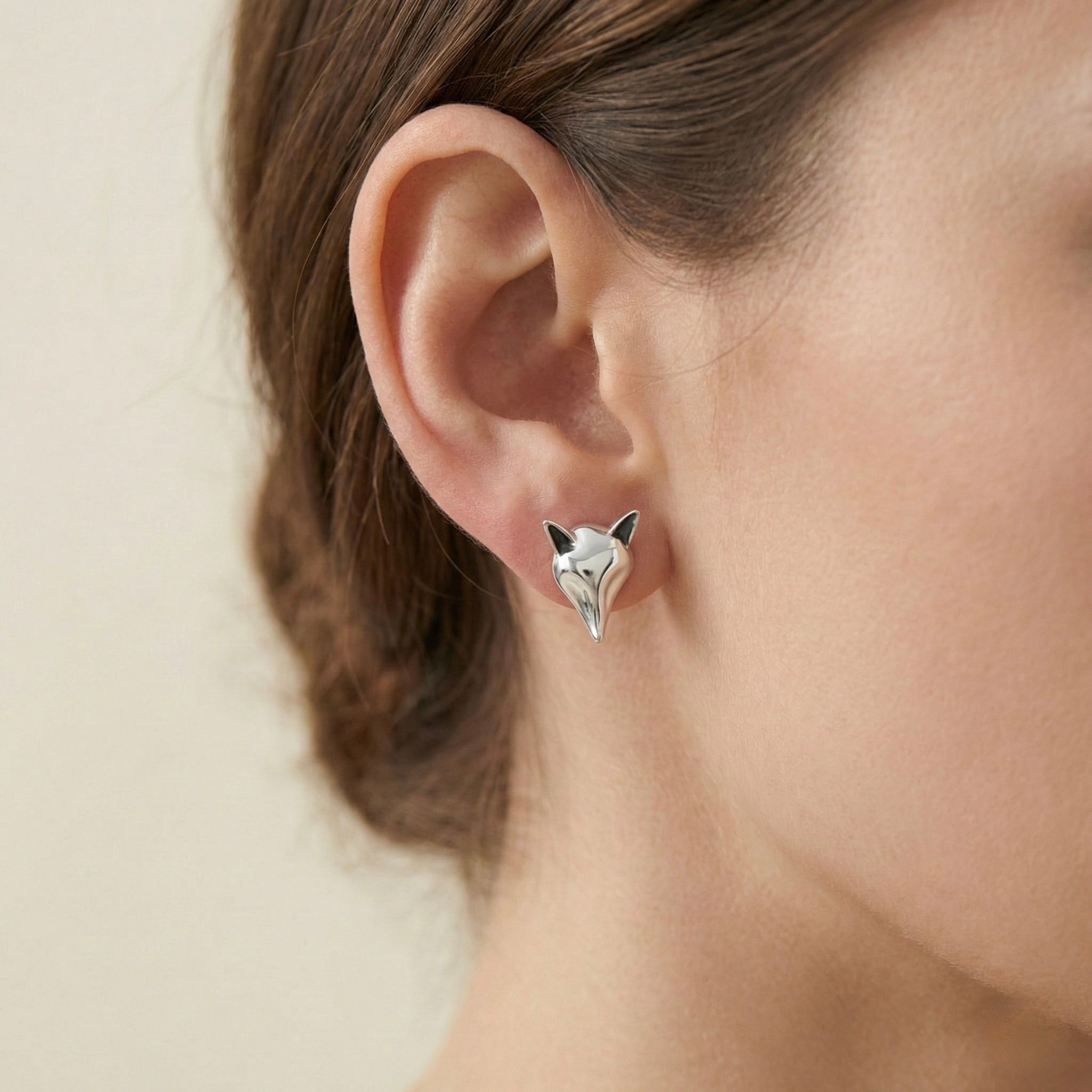 Sterling Silver 925 Fox Stud Earrings "Sorrel"