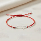 Red String Bracelet with Serling Silver 925 Cross Charm "Blessed"