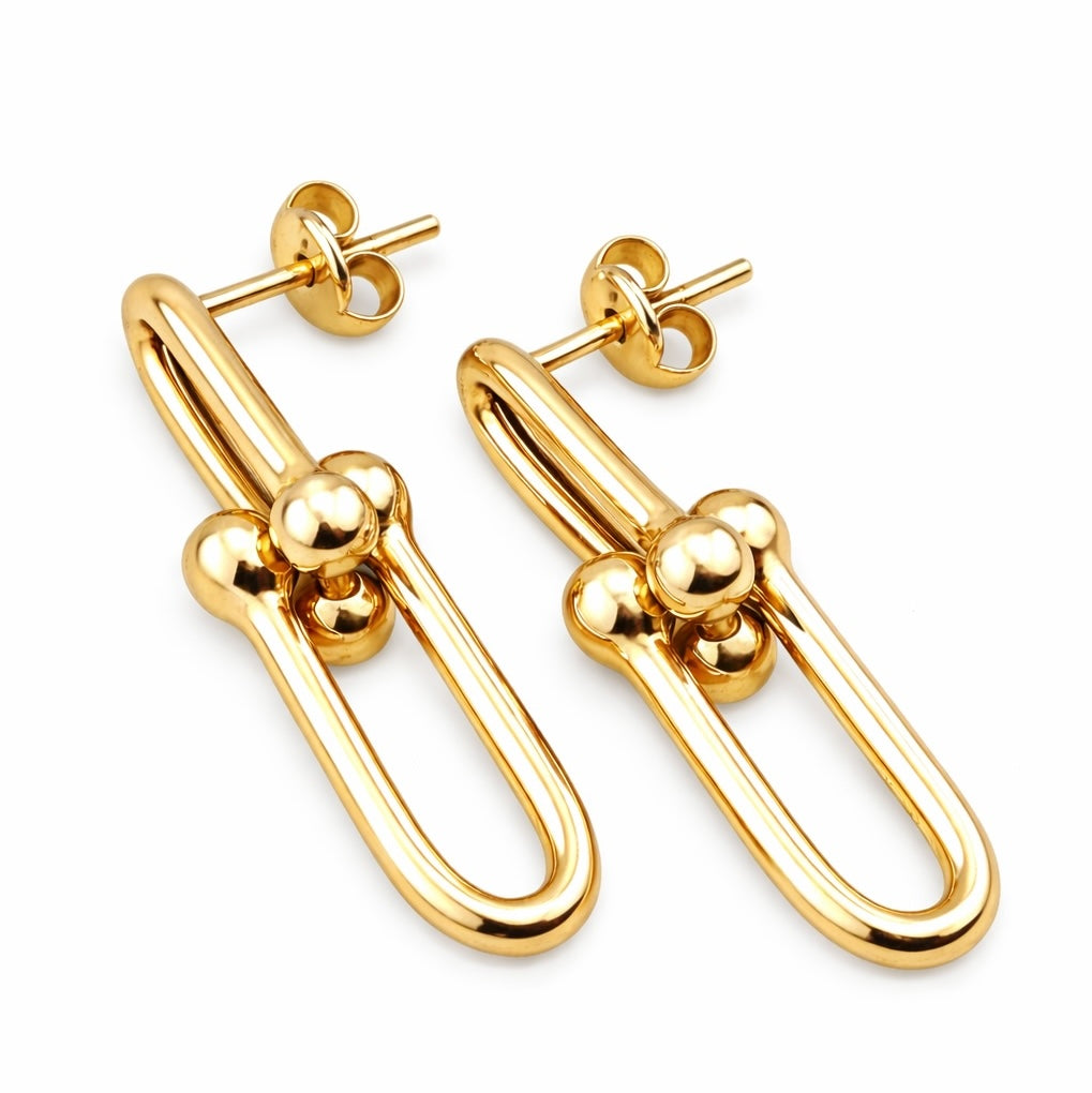 Sterling Silver 925 Stud Link Earrings "The U"