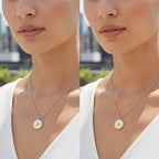 Sterling Silver 925 Daisy Flower Pendant Yellow Gold Plated Necklace "Bellis"