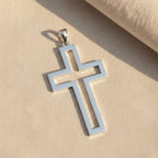 Sterling Silver 925 Open Outline Cross Pendant "X"