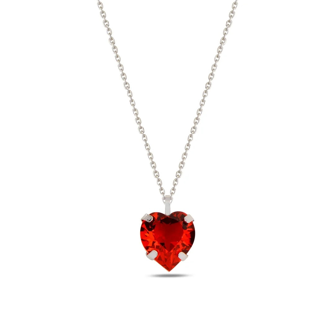 Sterling Silver 925 Heart Swarovski Crystal Necklace Pendant "Veritas"