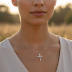 Sterling Silver 925 Cross CZ Pendant “Twist Light”