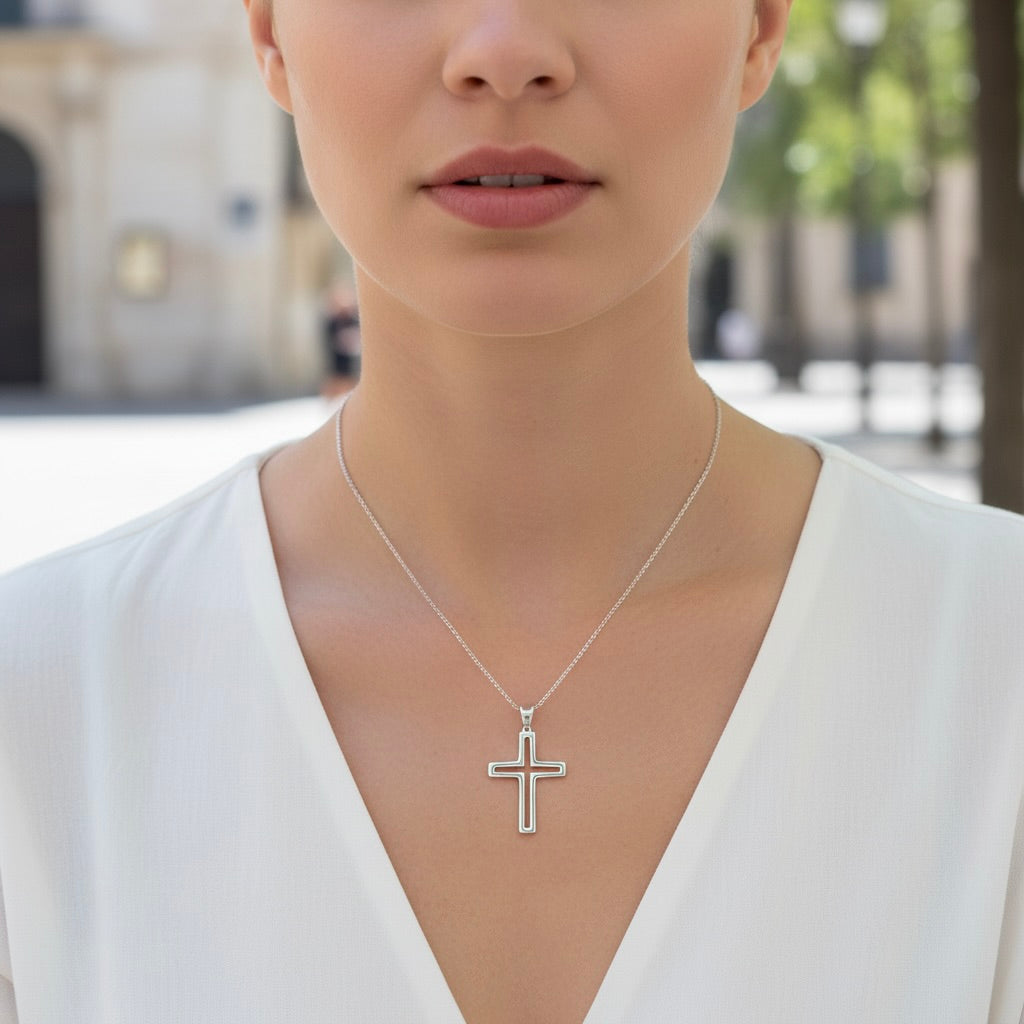 Sterling Silver 925 Open Cross Pendant "Lima"