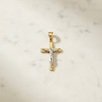 Sterling Silver 925 Yellow Gold Plated Cross Crucifix Pendant "Ellis"