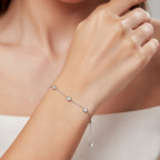 Sterling Silver 925 CZ Station Chain Bracelet "Phoebe"
