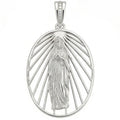 Sterling Silver 925 Virgin Mary CZ Cutout Pendant "Lourdes"