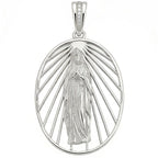 Sterling Silver 925 Virgin Mary CZ Cutout Pendant "Lourdes"