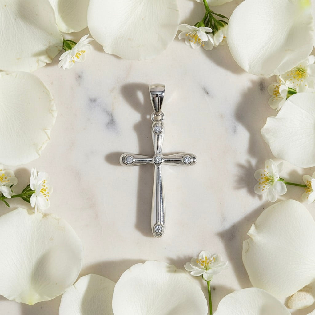 Sterling Silver 925 Cross CZ Pendant "Gemma"