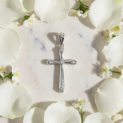 Sterling Silver 925 Cross CZ Pendant "Gemma"