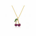 Sterling Silver 925 Yellow Gold Plated Cherry Necklace CZ Pendant “Cerise”