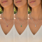 Sterling Silver 925 Teardrop Multicolour CZ Pendant Necklace "Spectrum"