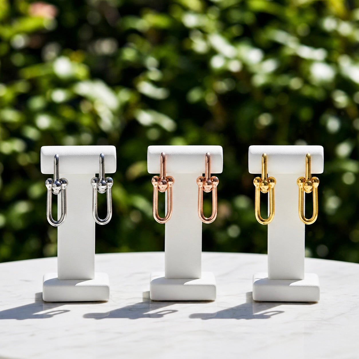 Sterling Silver 925 Stud Link Earrings "The U"