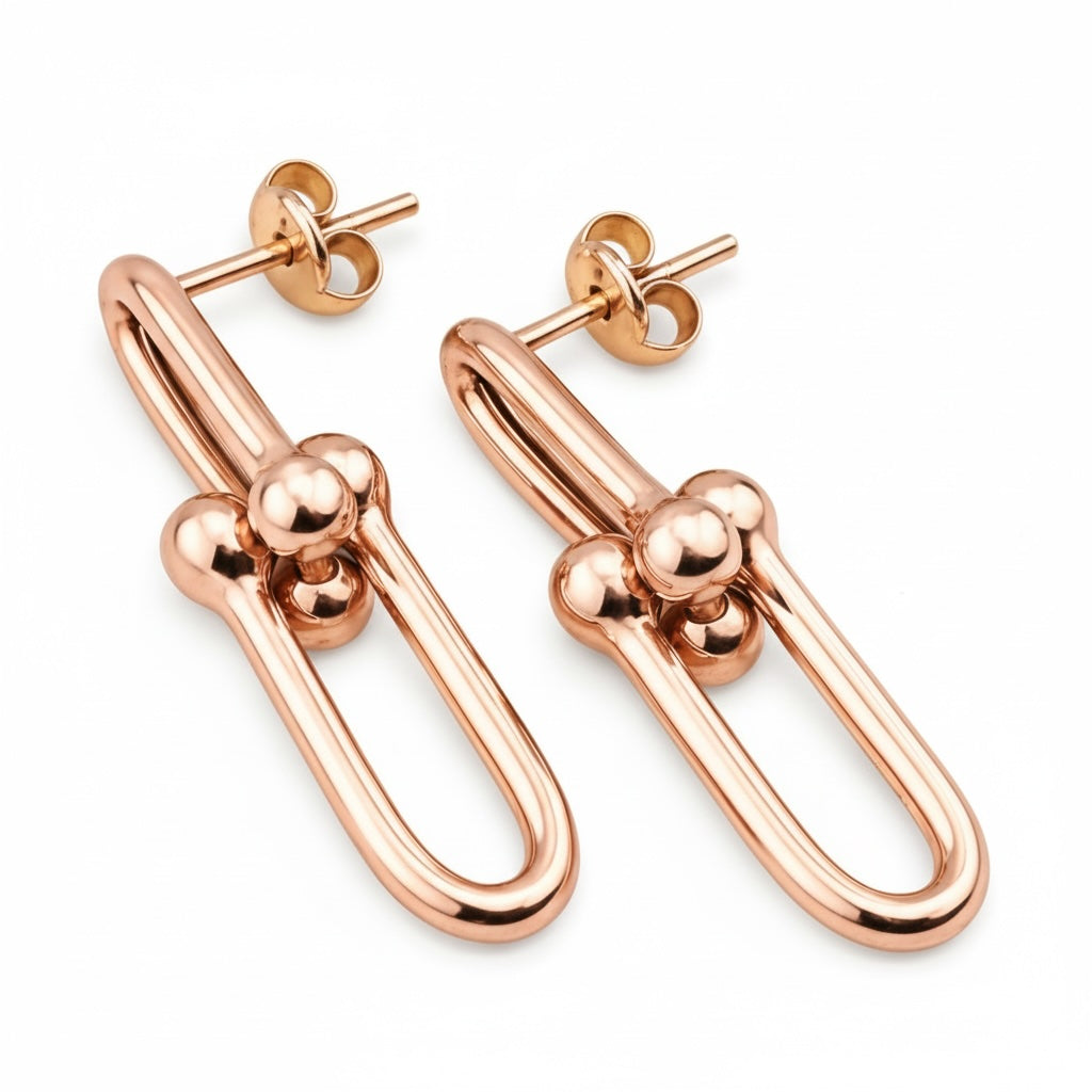 Sterling Silver 925 Stud Link Earrings "The U"