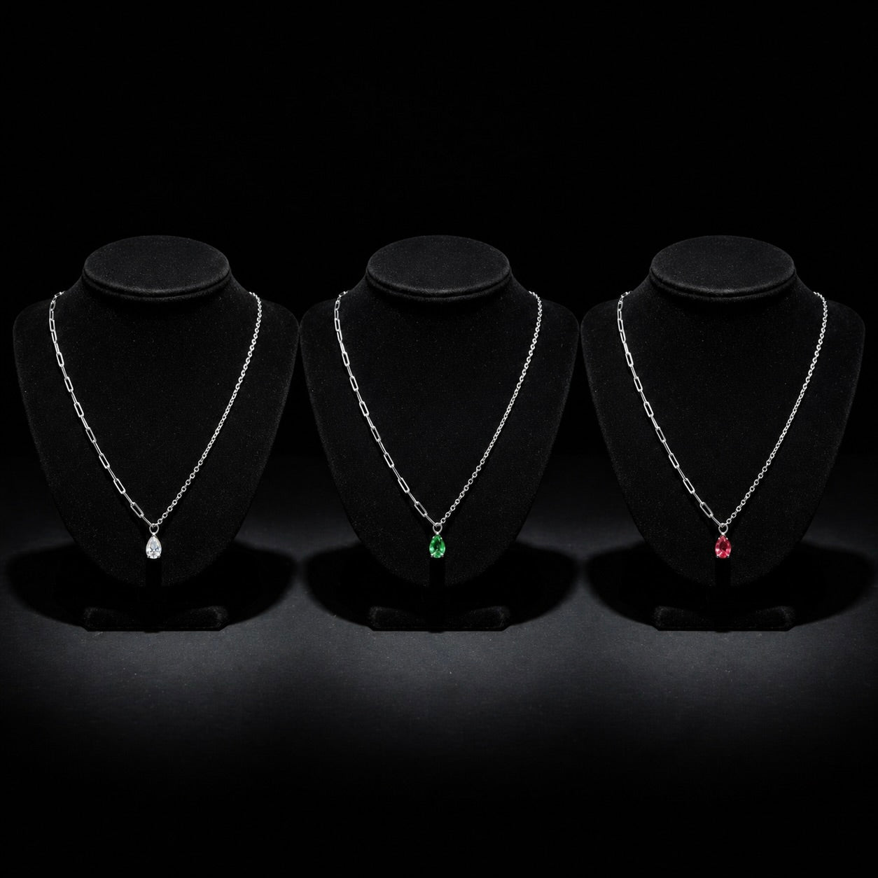 Sterling Silver 925 Teardrop Multicolour CZ Pendant Necklace "Spectrum"