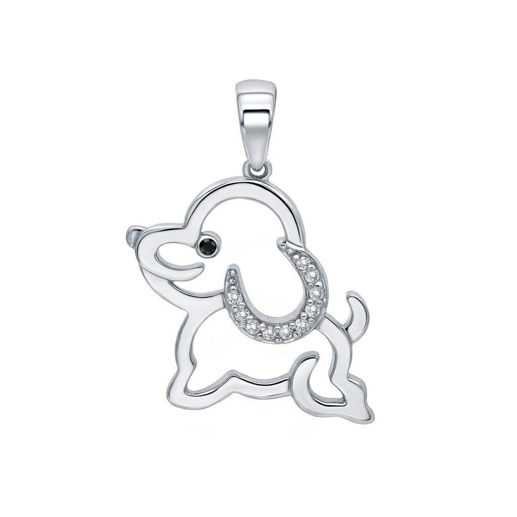 Sterling Silver 925 CZ Puppy Pendant "Tedi"