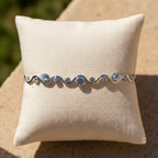 Sterling Silver 925 Wavy Swarovski Crystals Bangle Bracelet "Serena"