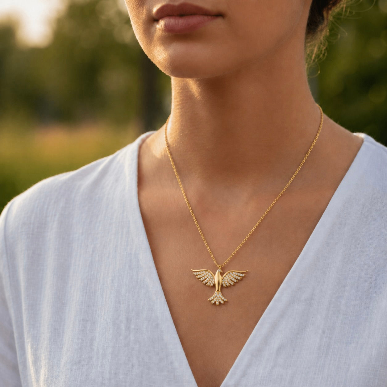 Sterling Silver 925 Phoenix Necklace CZ Pendant "Flame"