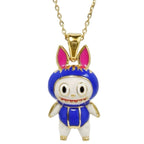 Yellow Gold Plated Sterling Silver 925 Labubu Necklace Pendant "Aoyie"