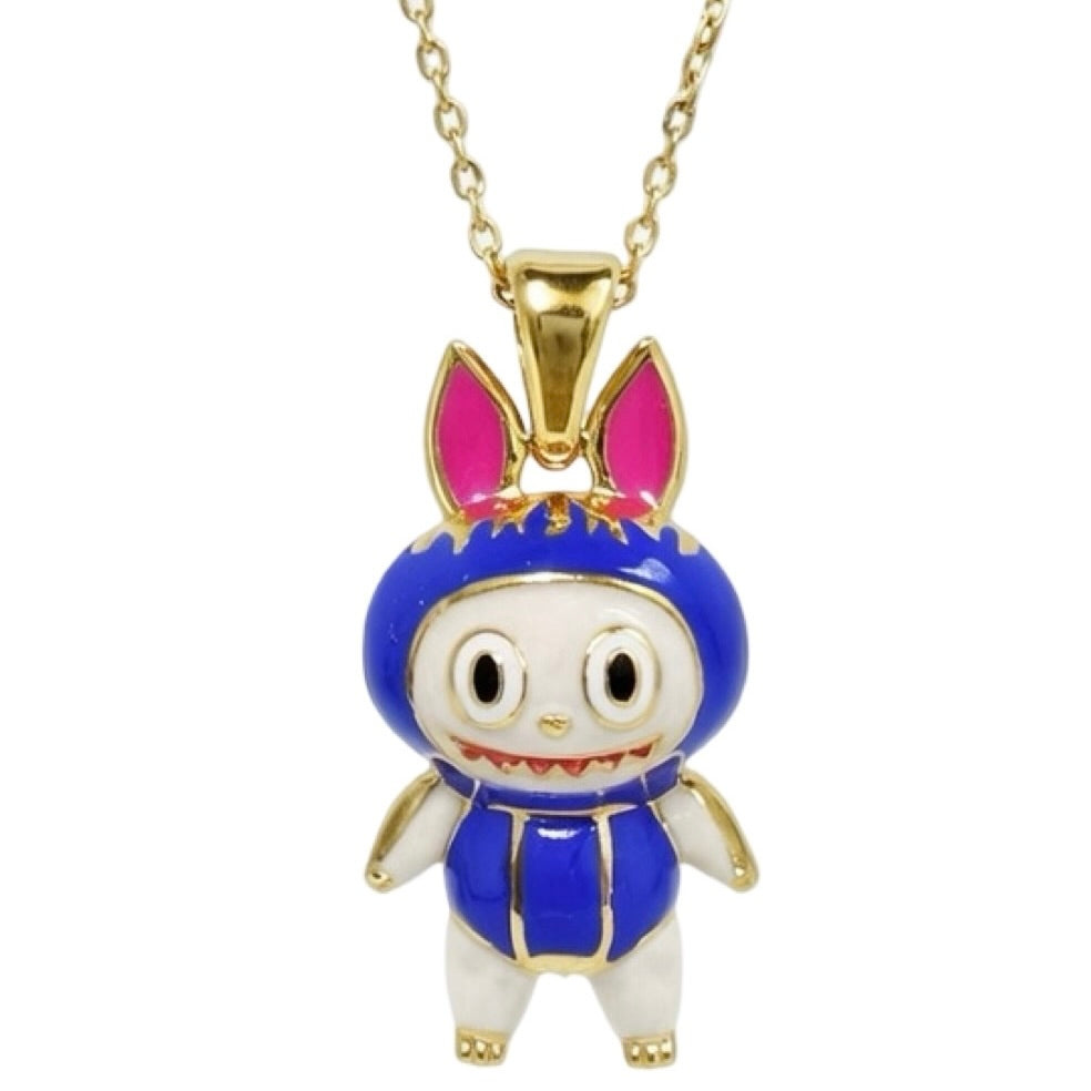 Yellow Gold Plated Sterling Silver 925 Labubu Necklace Pendant "Aoyie"