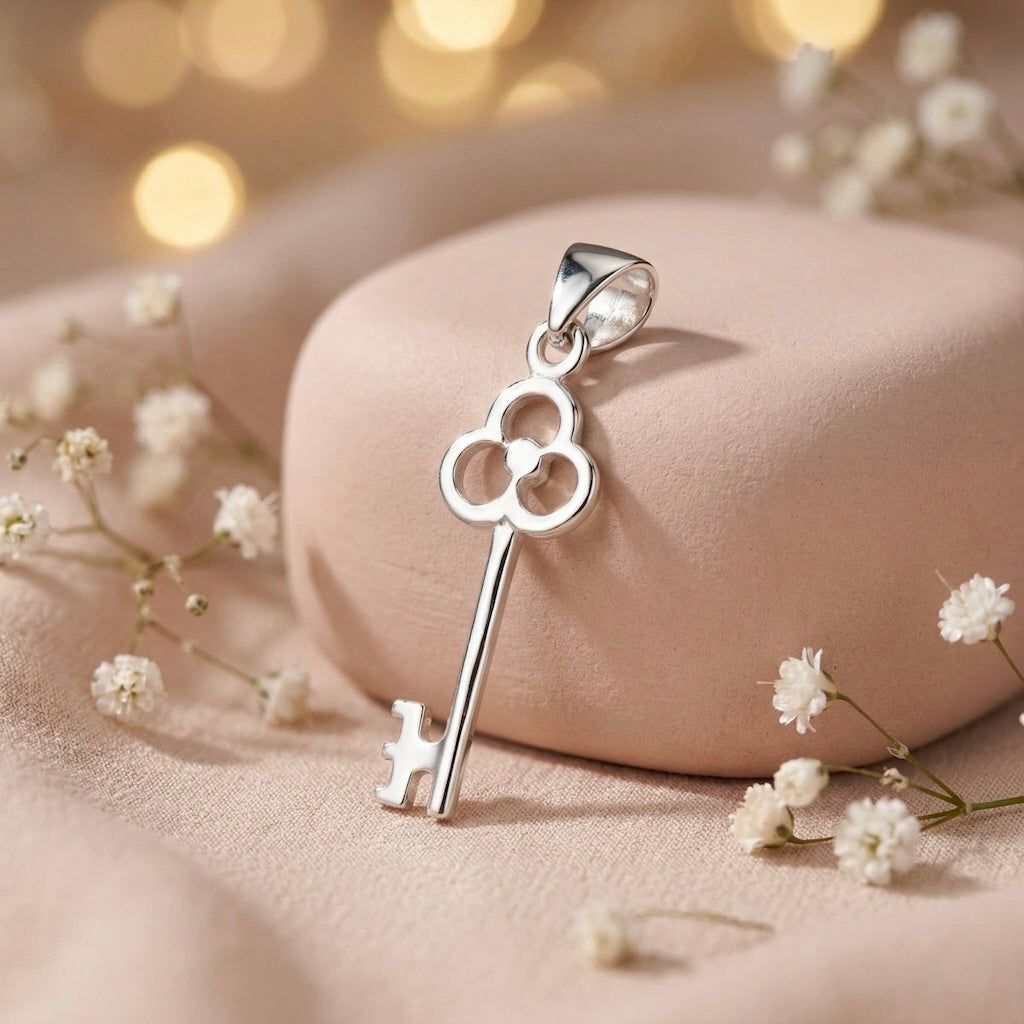 Sterling Silver 925 Key Pendant "Secret Door"