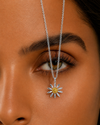 Sterling Silver 925 CZ Daisy Flower Pendant Necklace "Lulu"