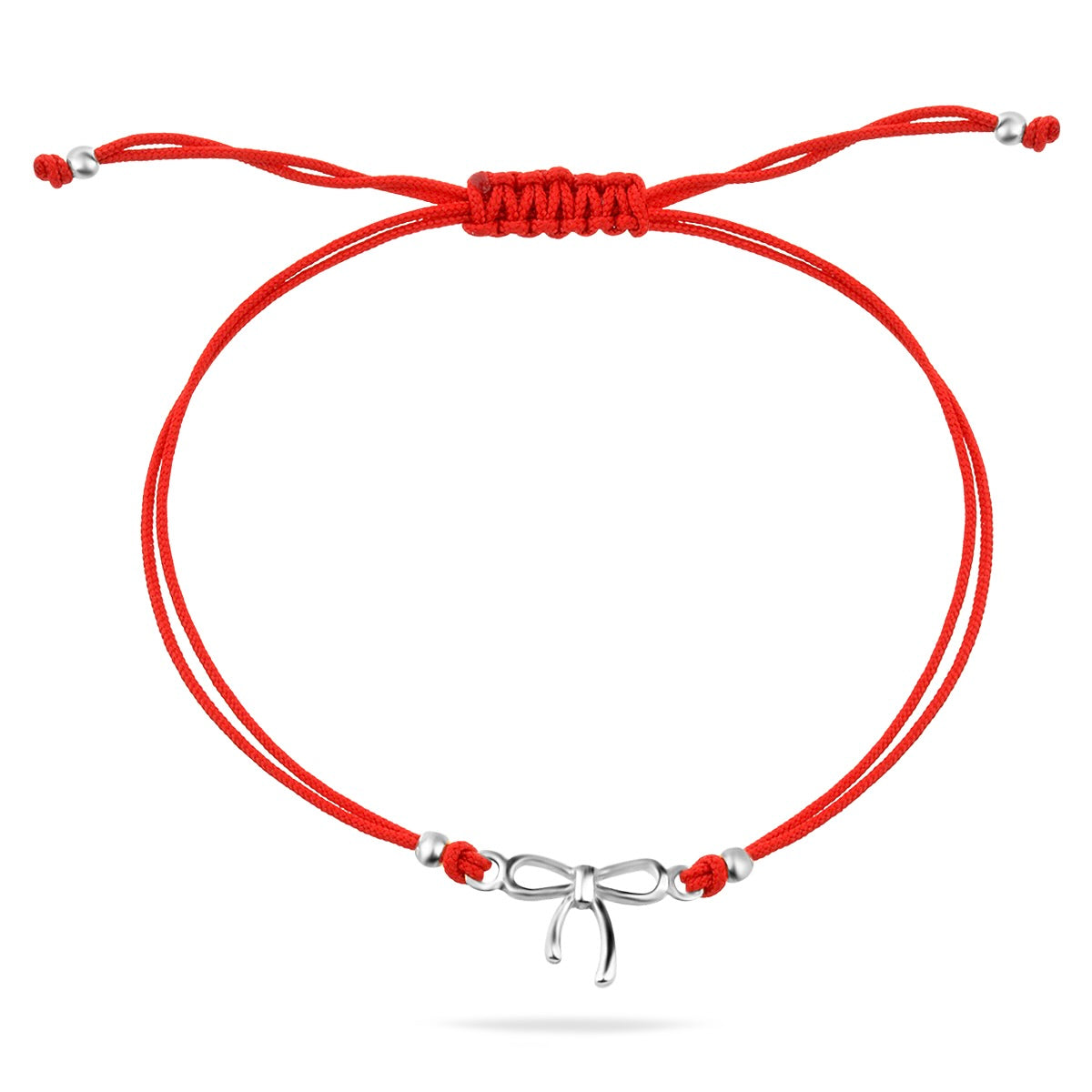 Red String Bracelet with Sterling Silver 925 Bow Charm “Little Wish”