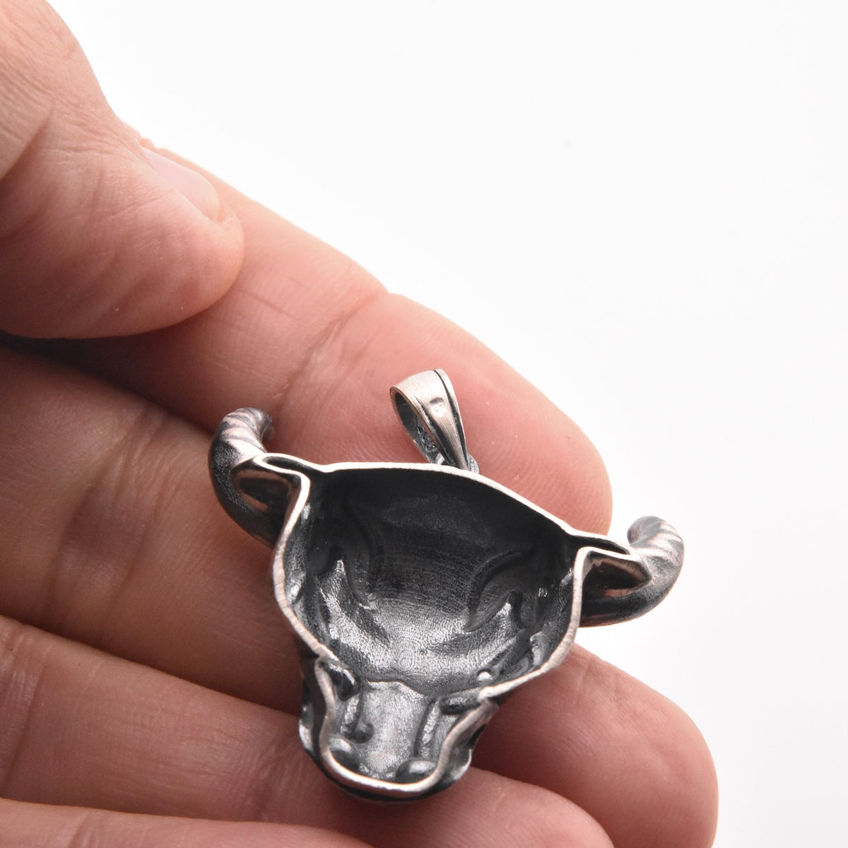 Sterling Silver 925 Bull Head CZ Pendant "Taurus"