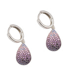 Sterling Silver 925 Ombre Purple CZ Teardrop Hoop Earrings "Lilla"