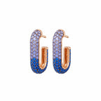 Sterling Silver 925 Rose Gold Plated Blue Pavé Stud Earrings "Azure Glow"