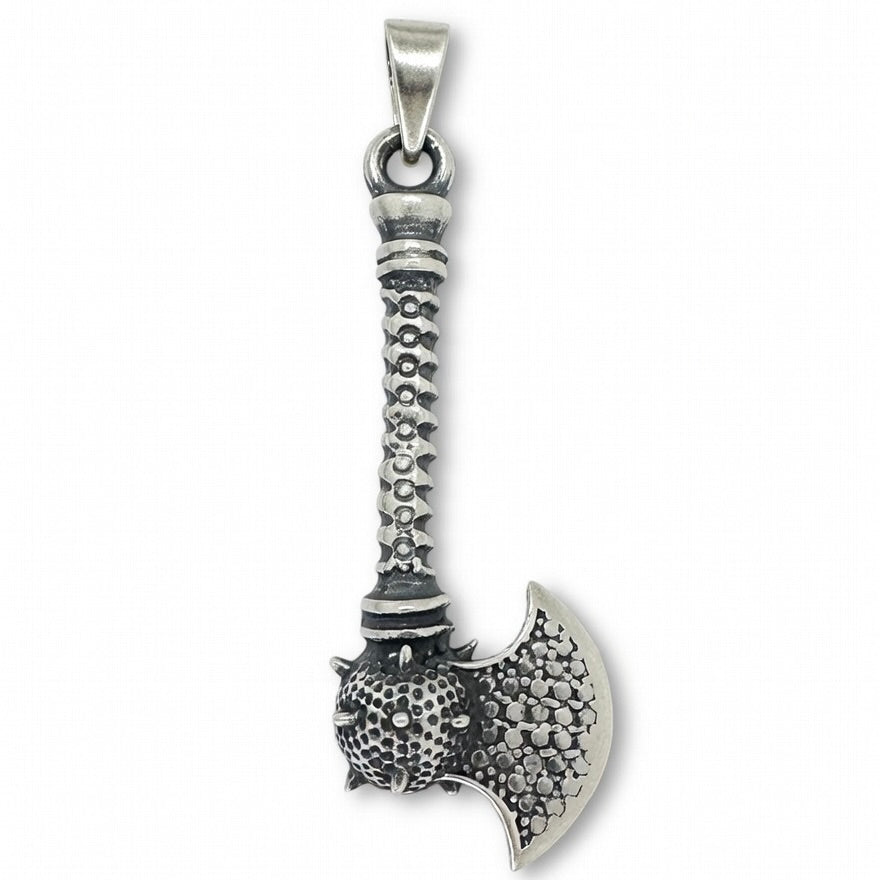 Sterling Silver 925 Viking Medieval Battle Axe Mace Pendant "Thor"