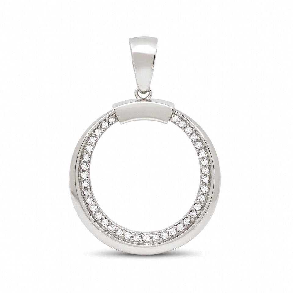 Sterling Silver 925 Open Circle CZ Pendant "Loran"