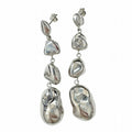 Sterling Silver 925 Dangle Drop Stud Earrings "Alluvial"