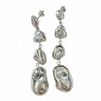 Sterling Silver 925 Dangle Drop Stud Earrings "Alluvial"