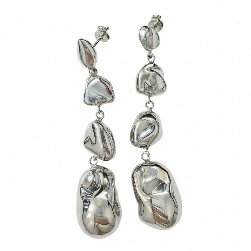 Sterling Silver 925 Dangle Drop Stud Earrings "Alluvial"