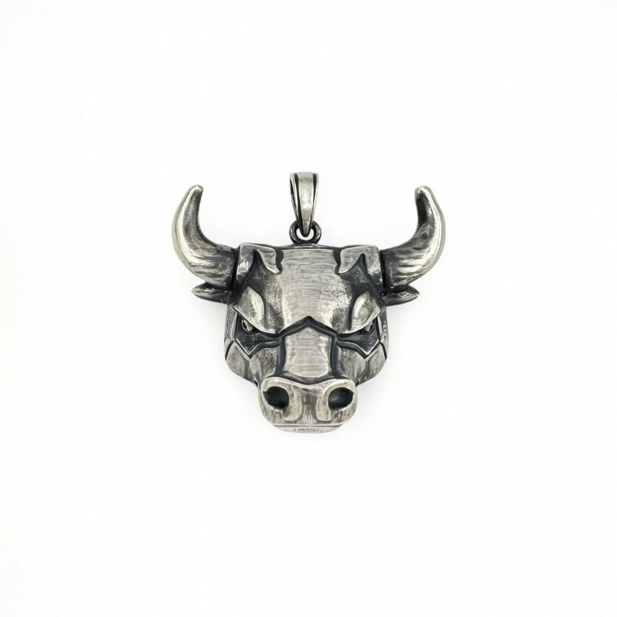 Sterling Silver 925 Bull Head CZ Pendant "Taurus"