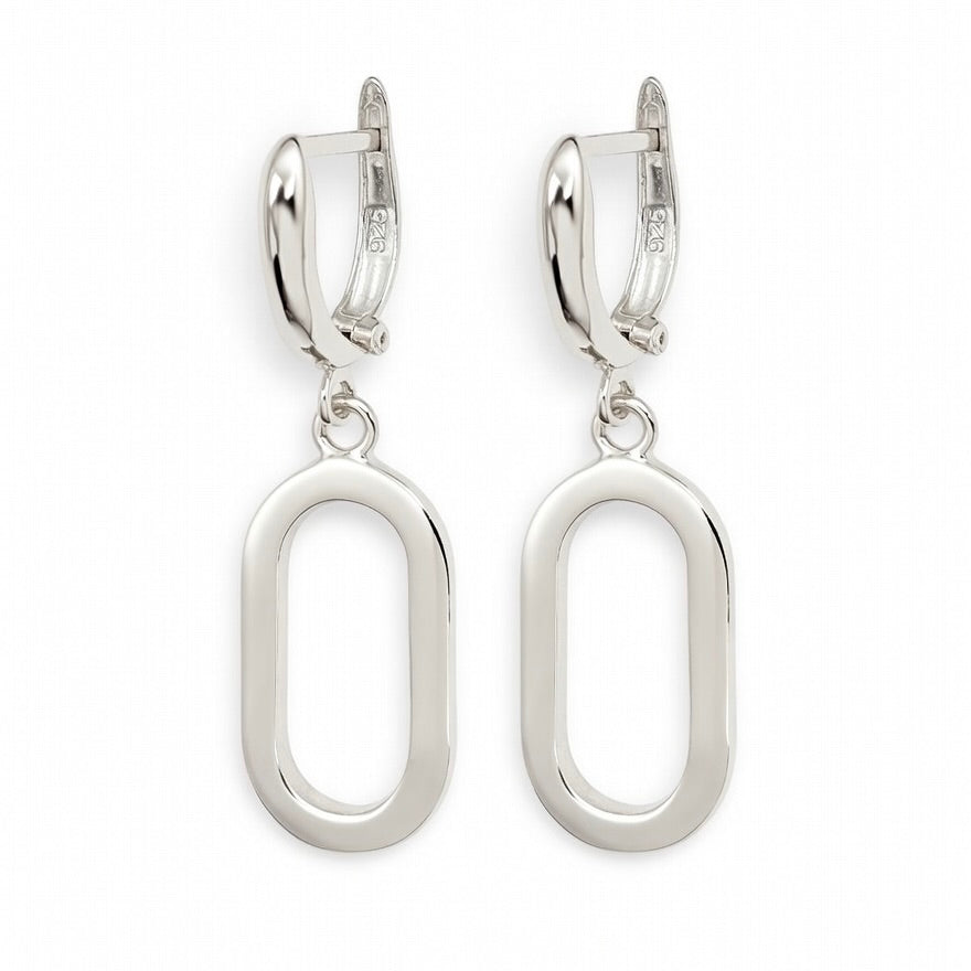 Sterling Silver 925 Open Oval Drop Earrings "Cadence"