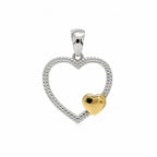 Sterling Silver 925 Yellow Gold Plated Open Heart Pendant "Amare"