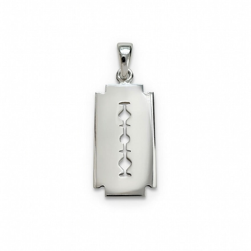 Sterling Silver 925 Razor Blade Pendant "RB"