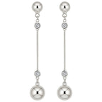 Sterling Silver 925 CZ Bar Drop Earrings "Lara"