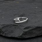 Sterling Silver 925 CZ Half Nail Adjustable Open Ring "L'ouvert"