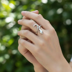 Sterling Silver 925 Star Snake CZ Ring "Cosmic Serpent"