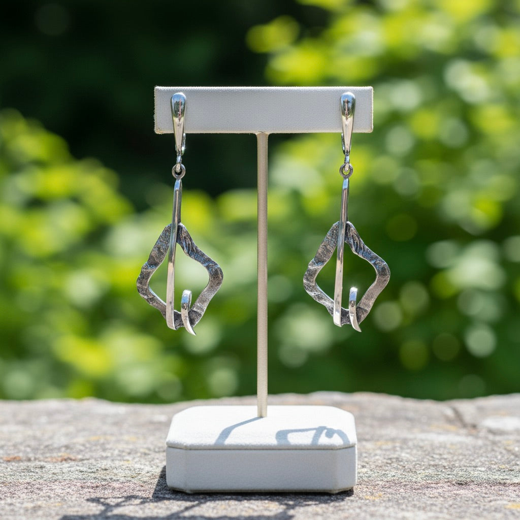 Sterling Silver 925 Dangle Drop Earrings "Abstract Harmony"