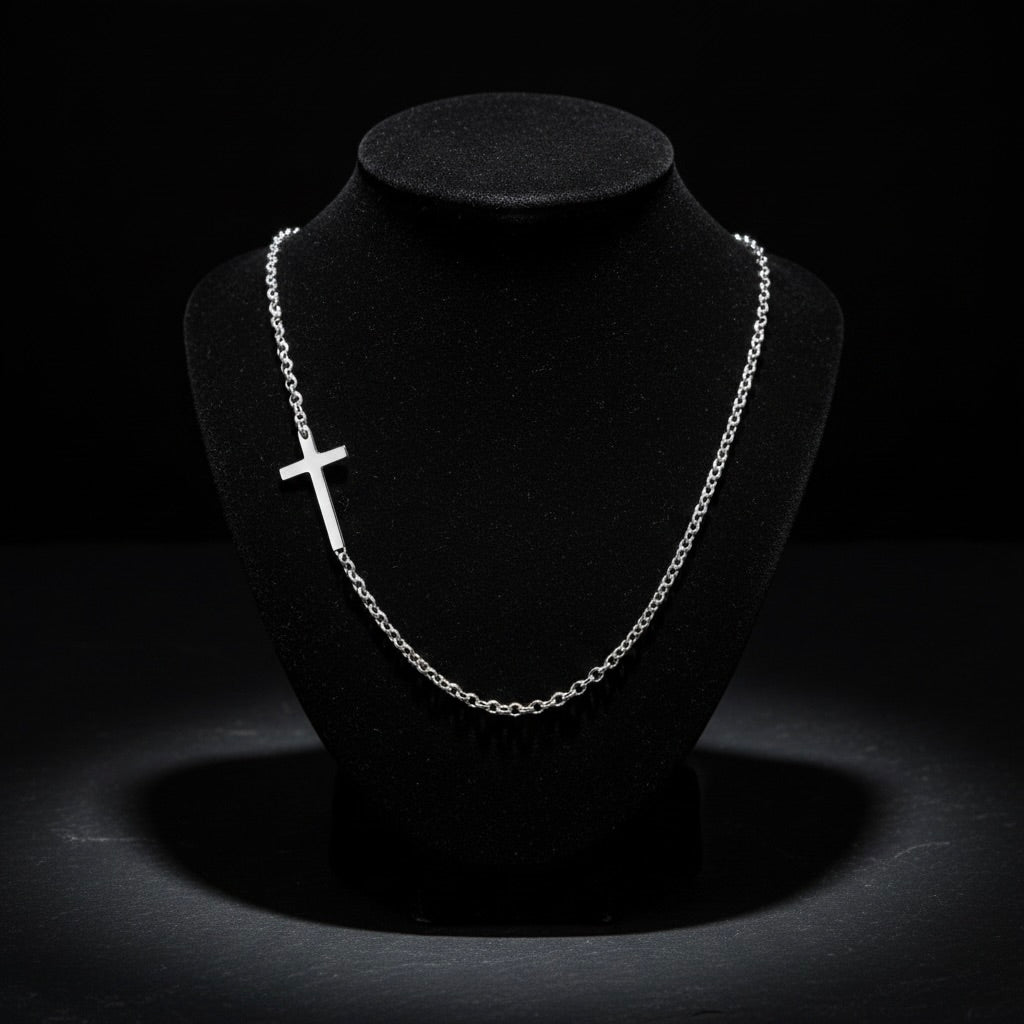 Sterling Silver 925 Sideways Cross Necklace "Humble"