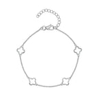 Sterling Silver 925 Openwork Four Leaf Clover Chain Bracelet "Oxalis"