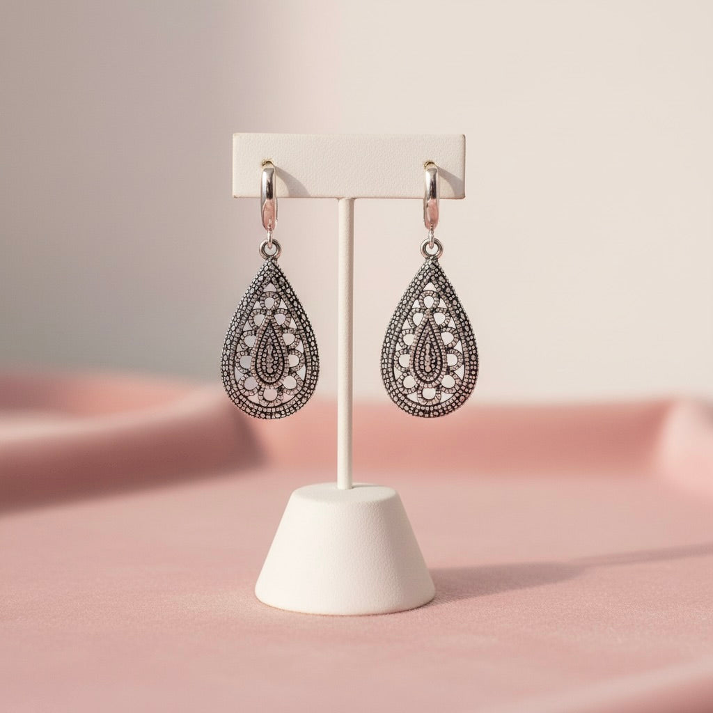 Sterling Silver 925 Drop Earrings "Lattice"