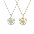 Sterling Silver 925 Daisy Flower Pendant Yellow Gold Plated Necklace "Bellis"